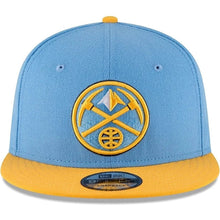 Load image into Gallery viewer, Denver Nuggets New Era NBA 9FIFTY 950 Snapback Cap Hat Sky Blue Crown Yellow Visor Team Color Logo
