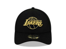 Load image into Gallery viewer, Los Angeles Lakers New Era NBA 9FORTY 940 Adjustable Cap Hat Black Crown/Visor Metallic Gold/Black Logo
