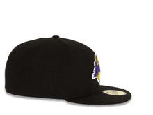 Load image into Gallery viewer, Los Angeles Lakers New Era NBA 59Fifty 5950 Fitted Cap Hat Black Crown/Visor Default Log with Palm Trees Taco Back Logo Gray UV