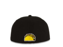 Load image into Gallery viewer, Los Angeles Lakers New Era NBA 59Fifty 5950 Fitted Cap Hat Black Crown/Visor Default Log with Palm Trees Taco Back Logo Gray UV