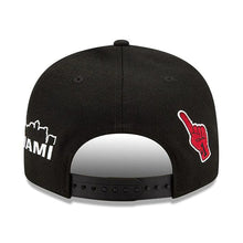 Load image into Gallery viewer, Miami Heat New Era NBA 9FIFTY 950 Snapback Cap Hat Black Crown/Visor Team Color Logo 3x World Champions Patches (Finals Icon)