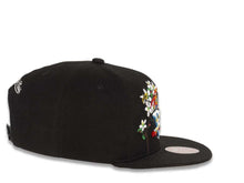 Load image into Gallery viewer, Detroit Pistons Mitchell & Ness NBA Snapback Black Crown/Visor Deafult Logo with Flowers/Butterfly Gray UV (State Flower)