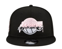 Load image into Gallery viewer, Los Angeles Lakers New Era NBA 9FIFTY 950 Snapback Cap Hat Black Crown/Visor White/Pink Drip Logo 17x Champions Side Patch Pink UV