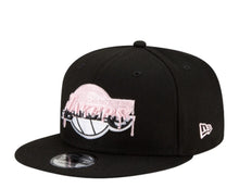 Load image into Gallery viewer, Los Angeles Lakers New Era NBA 9FIFTY 950 Snapback Cap Hat Black Crown/Visor White/Pink Drip Logo 17x Champions Side Patch Pink UV