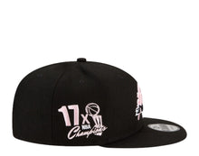 Load image into Gallery viewer, Los Angeles Lakers New Era NBA 9FIFTY 950 Snapback Cap Hat Black Crown/Visor White/Pink Drip Logo 17x Champions Side Patch Pink UV