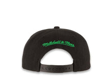 Load image into Gallery viewer, Mitchell & Ness Snapback Boston Celtics Black Crown Script Logo Sports Specialty Satin UV