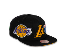 Load image into Gallery viewer, Los Angeles Lakers Mitchell & Ness NBA Snapback Cap Hat Black Crown/Visor Team Color Logo The Finals/Interstate Logo/Palm Tree Patches