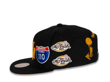 Load image into Gallery viewer, Los Angeles Lakers Mitchell & Ness NBA Snapback Cap Hat Black Crown/Visor Team Color Logo The Finals/Interstate Logo/Palm Tree Patches