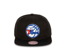 Load image into Gallery viewer, Philadelphia 76ers Mitchell & Ness NBA Snapback Cap Hat Black Crown/Visor Team Color Logo