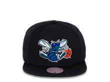 Load image into Gallery viewer, Charlotte Hornets Mitchell & Ness NBA Snapback Cap Hat Black Crown/Visor Team Color HWC Logo