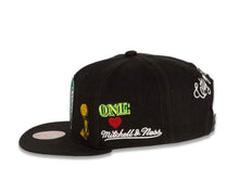 Load image into Gallery viewer, Boston Celtics Mitchell & Ness NBA Snapback Cap Hat Black Crown/Visor Team Color HWC Logo With Multiple Patches (Hyperlocal)