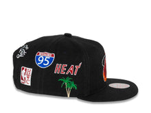 Load image into Gallery viewer, Miami Heat Mitchell & Ness NBA Core Classic Snapback Cap Hat Black Crown/Visor Team Color HWC Logo With Multiple Patches (Hyperlocal)