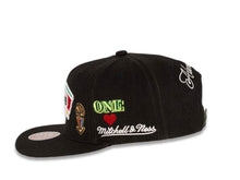 Load image into Gallery viewer, San Antonio Spurs Mitchell & Ness NBA Snapback Cap Hat Black Crown/Visor Team Color HWC Logo With Multiple Patches (Hyperlocal)