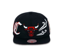 Load image into Gallery viewer, Chicago Bulls Mitchell & Ness NBA Snapback Cap Hat Black Crown/Visor Team Color Logo With Multiple Patches (My City)