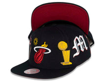 Load image into Gallery viewer, Miami Heat Mitchell & Ness NBA Snapback Cap Hat Black Crown/Visor Team Color Logo (My City)