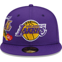 Load image into Gallery viewer, Los Angeles Lakers New Era NBA 59FIFTY 5950 Fitted Cap Hat Purple Crown/Visor Team Color Logo (City Cluster)