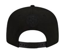 Load image into Gallery viewer, Brooklyn Nets New Era NBA 9FIFTY 950 Snapback Cap Hat Black Crown/Visor White With Flames Logo Sky Blue UV (Team Fire)