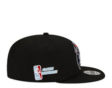 Load image into Gallery viewer, Brooklyn Nets New Era NBA 9FIFTY 950 Snapback Cap Hat Black Crown/Visor White With Flames Logo Sky Blue UV (Team Fire)