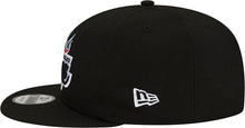 Load image into Gallery viewer, Los Angeles Lakers New Era NBA 9FIFTY 950 Snapback Cap Hat Black Crown/Visor White With Flames Logo Sky Blue UV (Team Fire)