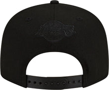 Load image into Gallery viewer, Los Angeles Lakers New Era NBA 9FIFTY 950 Snapback Cap Hat Black Crown/Visor White With Flames Logo Sky Blue UV (Team Fire)
