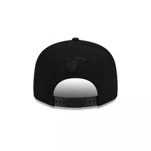 Load image into Gallery viewer, Miami Heat New Era NBA 9FIFTY 950 Snapback Cap Hat Black Crown/Visor White With Flames Logo Sky Blue UV (Team Fire)