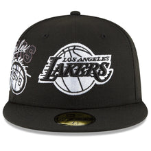 Load image into Gallery viewer, Los Angeles Lakers New Era NBA 59FIFTY 5950 Fitted Back Half Cap Hat Black Crown/Visor Black/White Logo