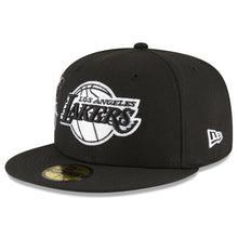 Load image into Gallery viewer, Los Angeles Lakers New Era NBA 59FIFTY 5950 Fitted Back Half Cap Hat Black Crown/Visor Black/White Logo