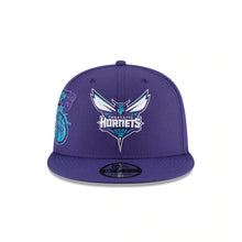 Load image into Gallery viewer, Charlotte Hornets New Era NBA 9FIFTY 950 Snapback Back Half Cap Hat Purple Crown/Visor Team Color Logo