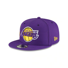 Load image into Gallery viewer, Los Angeles Lakers New Era NBA 9FIFTY 950 Snapback Back Half Cap Hat Purple Crown/Visor Team Color Logo