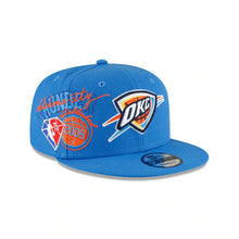 Load image into Gallery viewer, Oklahoma City Thunder New Era NBA 9FIFTY 950 Snapback Back Half Cap Hat Royal Blue Crown/Visor Team Color Logo