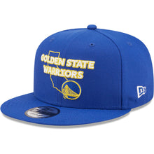 Load image into Gallery viewer, Golden State Warriors New Era NBA 9FIFTY 950 Snapback Cap Hat Royal Blue Crown/Visor Team Color Logo with State Map (Logo State)
