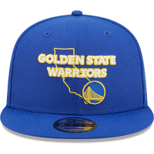 Load image into Gallery viewer, Golden State Warriors New Era NBA 9FIFTY 950 Snapback Cap Hat Royal Blue Crown/Visor Team Color Logo with State Map (Logo State)