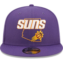 Load image into Gallery viewer, Phoenix Suns New Era NBA 9FIFTY 950 Snapback Cap Hat Purple Crown/Visor Team Color Logo with State Map (Logo State)