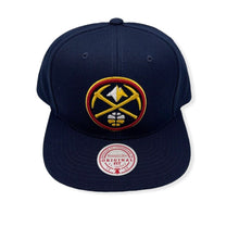 Load image into Gallery viewer, Denver Nuggets Mitchell & Ness NBA Snapback Cap Hat Navy Crown/Visor Team Color Logo Gray UV