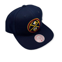 Load image into Gallery viewer, Denver Nuggets Mitchell & Ness NBA Snapback Cap Hat Navy Crown/Visor Team Color Logo Gray UV