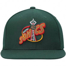 Load image into Gallery viewer, Seattle Supersonics Mitchell & Ness NBA Snapback Cap Hat Green Crown/Visor Team Color Logo Green UV