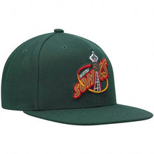 Load image into Gallery viewer, Seattle Supersonics Mitchell & Ness NBA Snapback Cap Hat Green Crown/Visor Team Color Logo Green UV