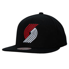 Load image into Gallery viewer, Portland Trail Blazers Mitchell & Ness NBA Snapback Cap Hat Black Crown/Visor Team Color Logo
