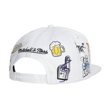 Load image into Gallery viewer, Milwaukee Bucks Mitchell & Ness NBA Hand Drawn Snapback Cap Hat White Crown/Visor Team Color Logo With Multiple Patches