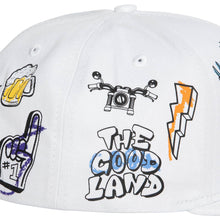 Load image into Gallery viewer, Milwaukee Bucks Mitchell & Ness NBA Hand Drawn Snapback Cap Hat White Crown/Visor Team Color Logo With Multiple Patches