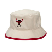 Load image into Gallery viewer, Chicago Bulls Mitchell & Ness NBA Bucket Hat Cream Crown/Visor Team Color Logo