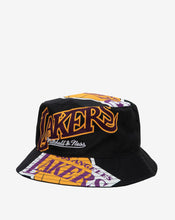 Load image into Gallery viewer, Los Angeles Lakers Mitchell & Ness NBA Cut Up Bucket Hat Black Crown/Visor Team Color Logo