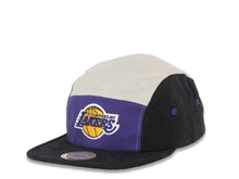 Load image into Gallery viewer, Los Angeles Lakers Mitchell & Ness NBA Adjustable Buckle Snap Cap Hat Gray/Purple/Black Crown Black Visor Team Color Logo (5 Panel)