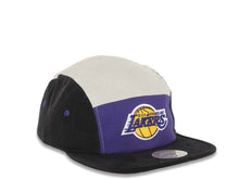 Load image into Gallery viewer, Los Angeles Lakers Mitchell & Ness NBA Adjustable Buckle Snap Cap Hat Gray/Purple/Black Crown Black Visor Team Color Logo (5 Panel)