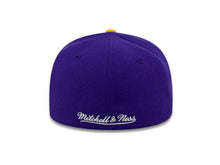Load image into Gallery viewer, Los Angeles Lakers Mitchell & Ness NBA Fitted Cap Hat Purple Crown Yellow Visor Team Color XL Logo