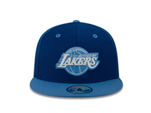 Load image into Gallery viewer, Los Angeles Lakers Adidas NBA Fitted Cap Hat Navy Crown Sky Blue Visor White/Sky Blue Logo