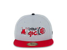 Load image into Gallery viewer, Orlando Magic New Era NBA 59FIFTY 5950 Fitted Cap Hat Gray Crown Red Visor Red/Black/White Logo