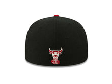 Load image into Gallery viewer, Chicago Bulls New Era NBA 59FIFTY 5950 Fitted Cap Hat Black Crown Red Visor Team Color Script Retro Logo