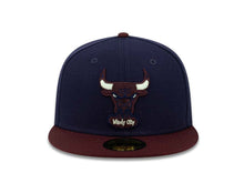 Load image into Gallery viewer, Chicago Bulls New Era 59FIFTY 5950 NBA Fitted Cap Hat Navy Crown Maroon Visor Maroon/Navy/White Logo