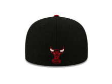Load image into Gallery viewer, Chicago Bulls New Era 59FIFTY 5950 NBA Fitted Cap Hat Black Crown Red Visor Team Color HWC Logo With White/Red Script (Script Punch)